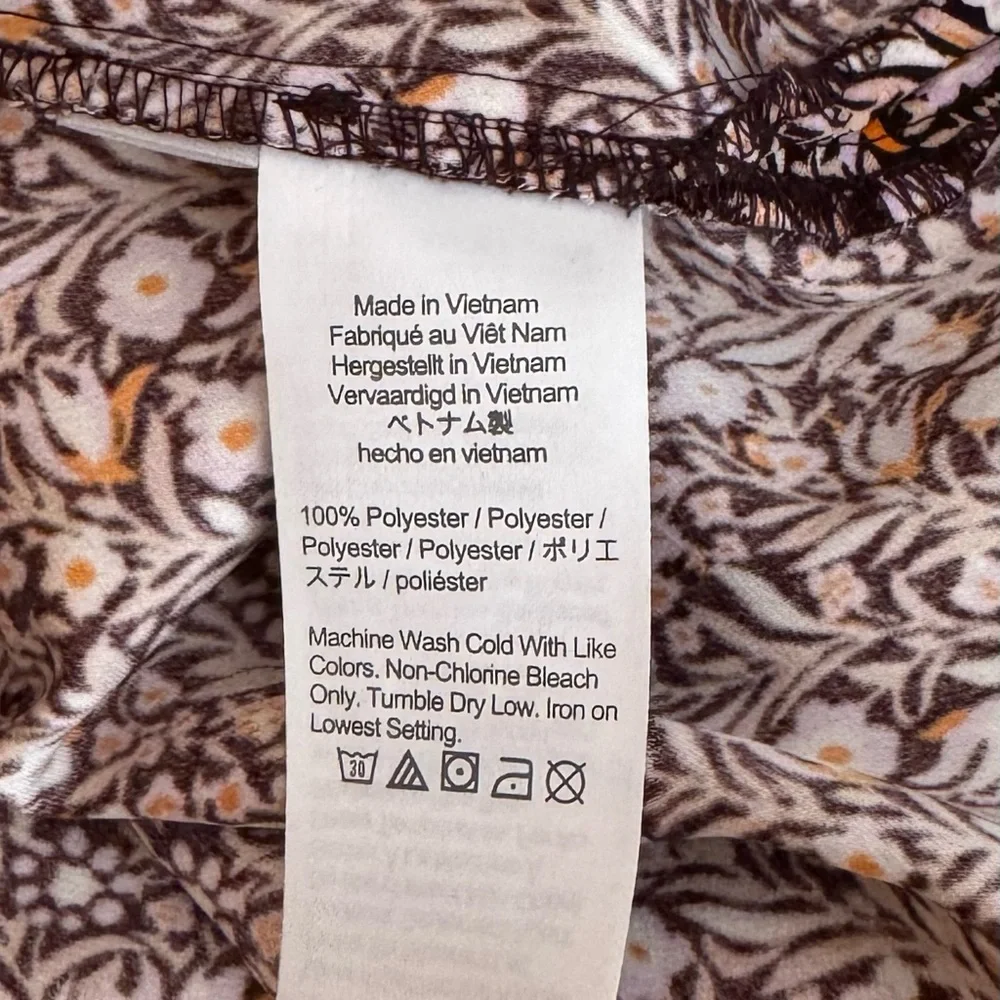 J Crew Puff Sleeve Satin Back Crepe Top Large In Floral Flourish Keyhole Neck